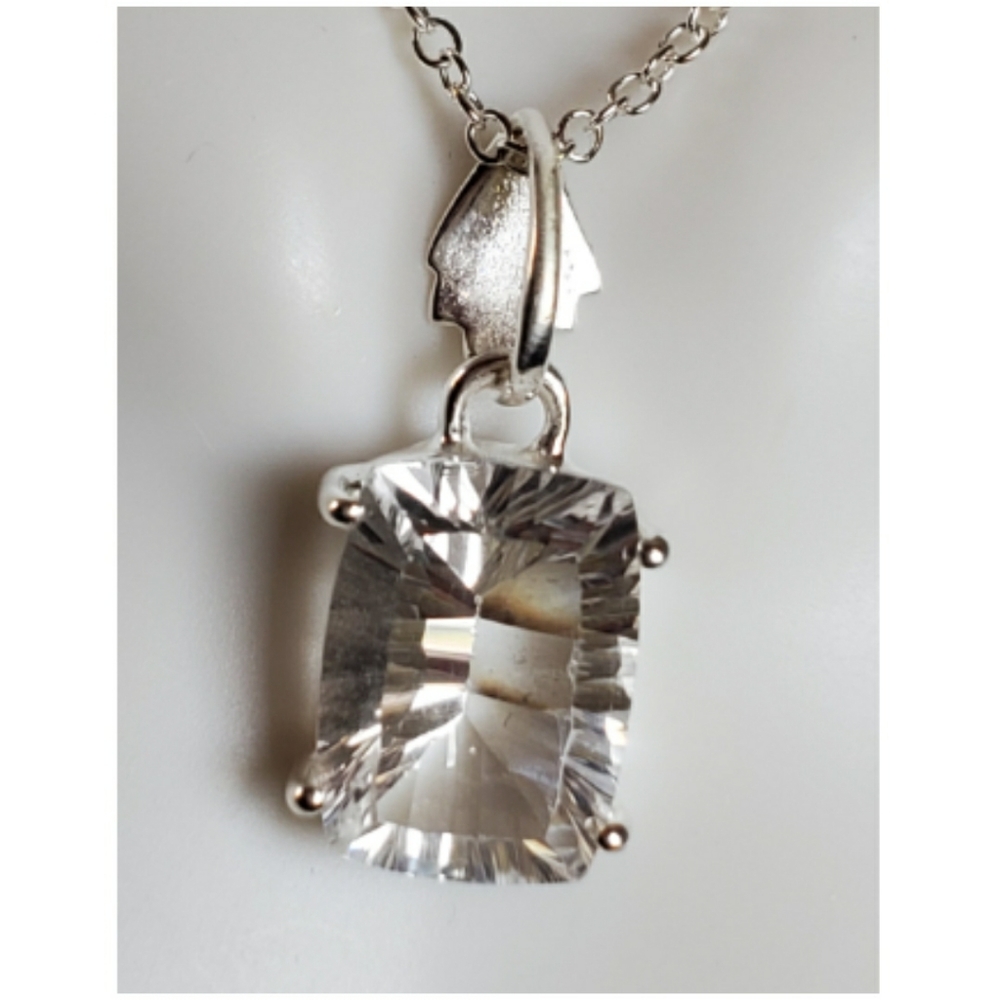 Genuine 8ct Faceted White Topaz Pendant